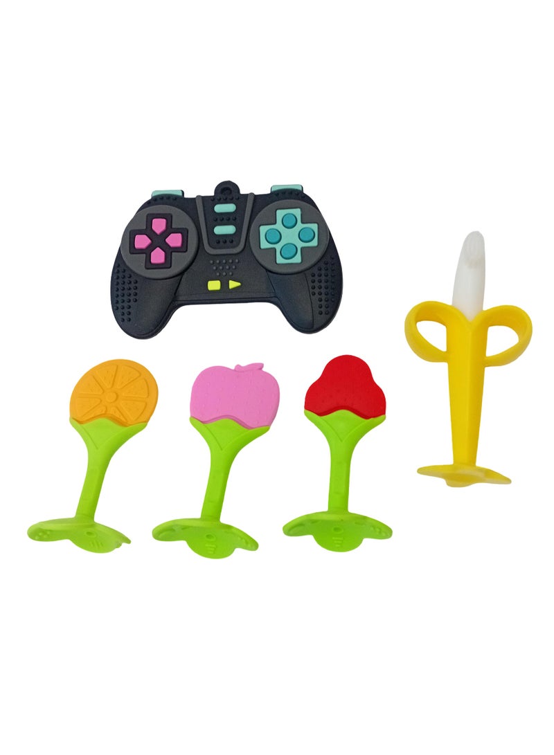 pieces silicone teething set - fruit shapes and game controller - for relieving teething pain - color 4  - Image 1