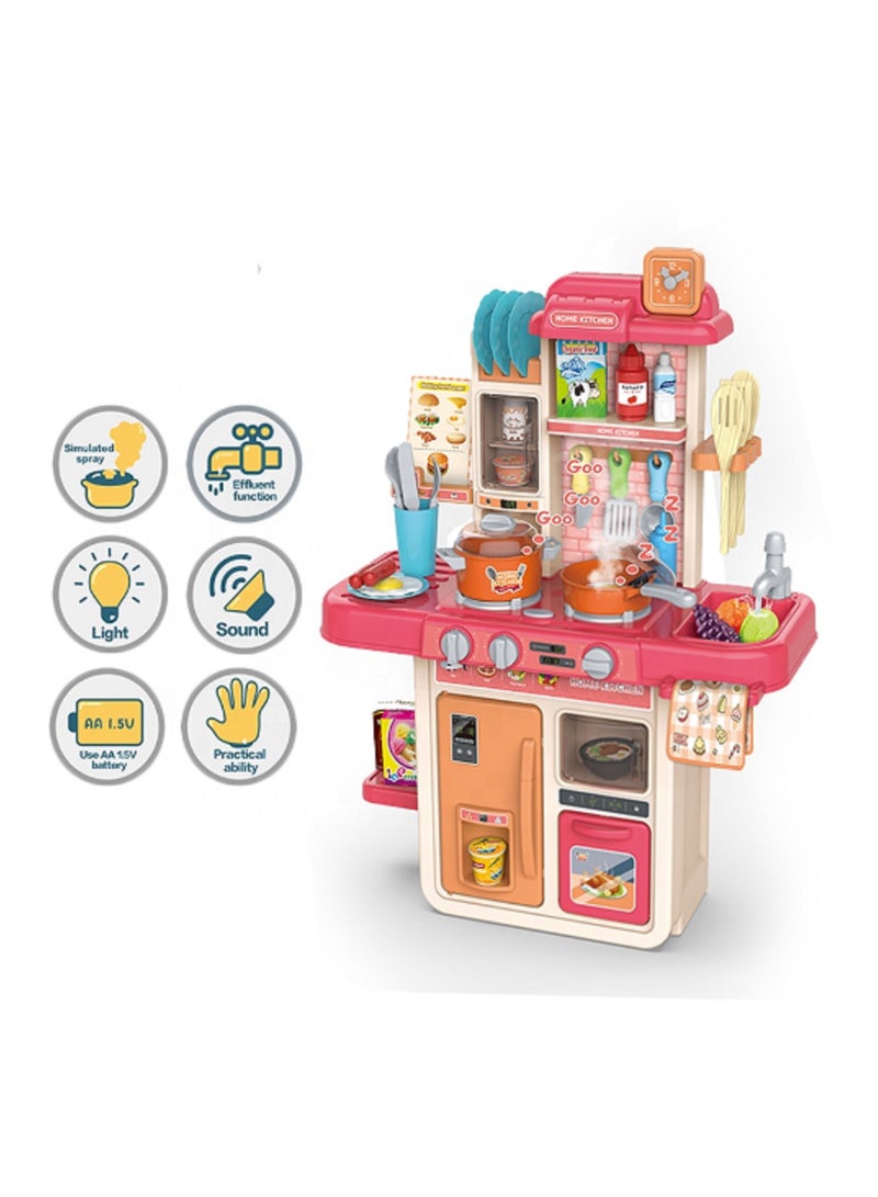 42 Pieces Kids Kitchen Toys Pack Simulation Spray Water Dinnerware Play Cooking Table Set