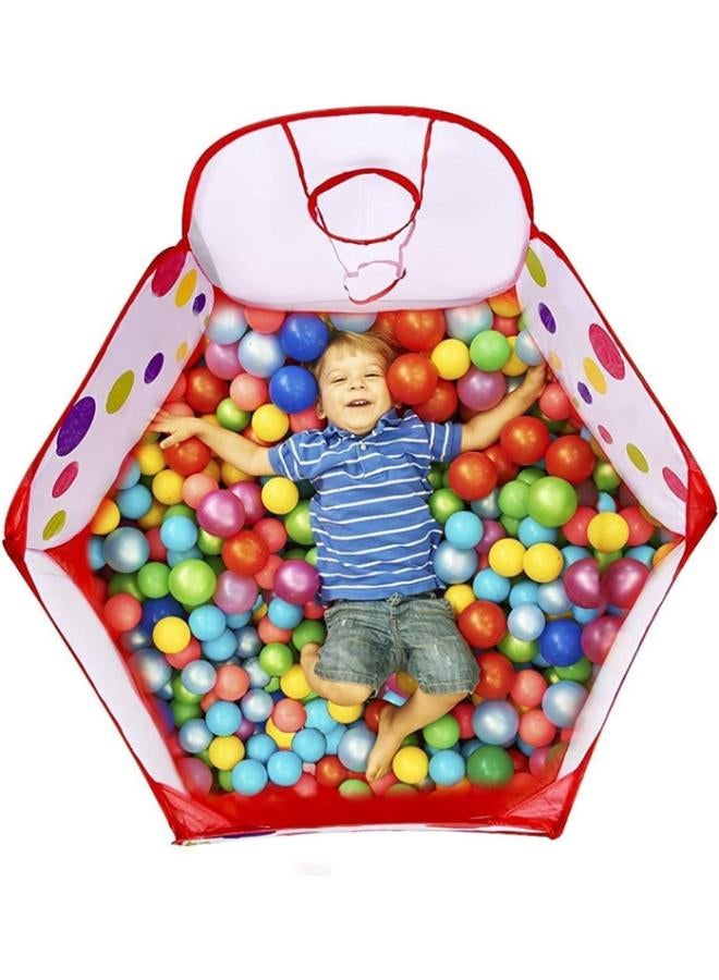 KIDSZONE Pop Up Kids Play Tent Ball Pit for Kids, Boys, Girls, Babies and Toddlers, Indoor/Outdoor Playhouse, Birthday Gifts, NO BALLS INCLUDED (Red Dotted) - Image 2