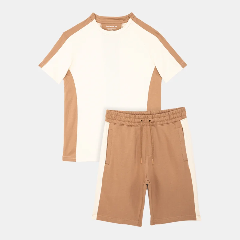 Sun and Sand Sports Kids' Color Block T-Shirt and Shorts Set