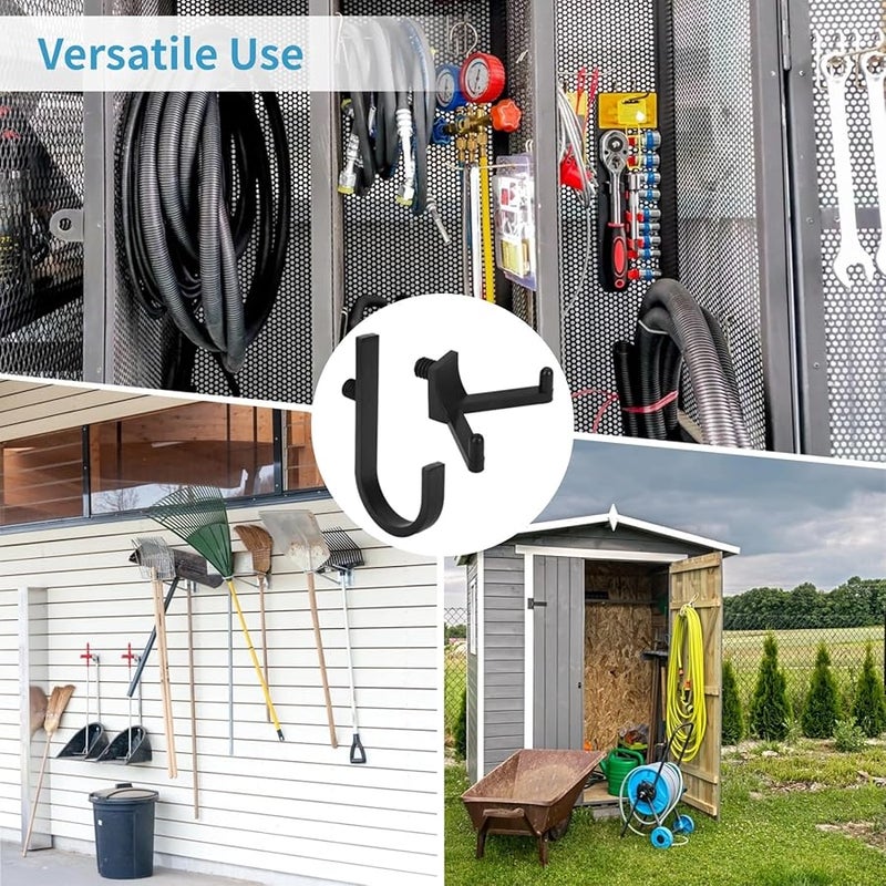Heavy Duty J Shaped Storage Shed Hooks Tool Hangers 4 Pack Black - Image 3