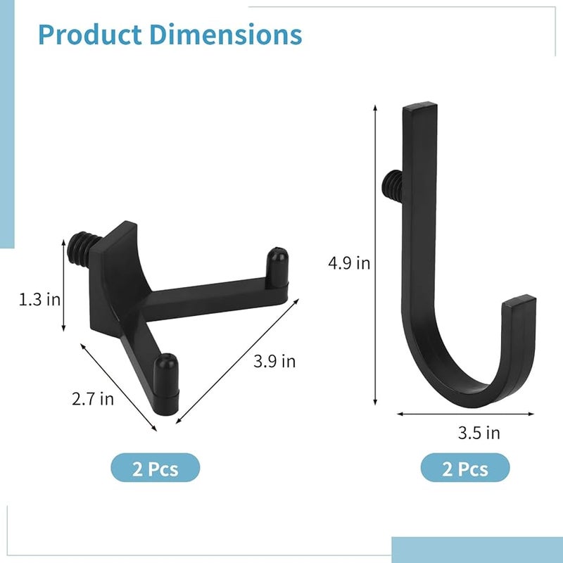 Heavy Duty J Shaped Storage Shed Hooks Tool Hangers 4 Pack Black - Image 4