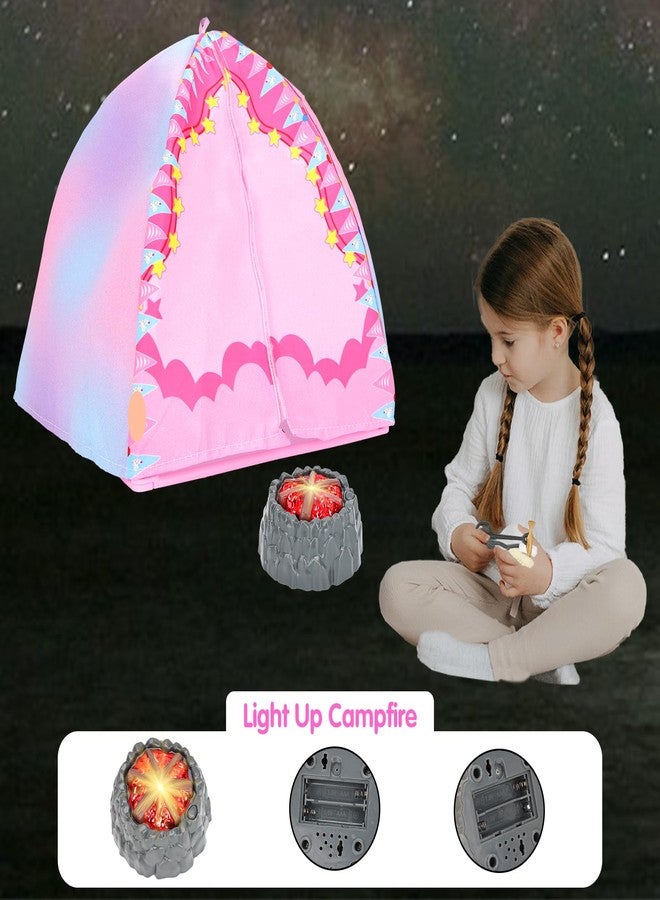 BARWA 35 Pcs Travel Camping Tent Set Include Doll Tent Casual Dress, Outfits, Campfire with Light, Telescope, Backpack, Placemat, Chair, Toy Dog Camping Playset for 11.5 Inch Girl Dolls for Kid - Image 4