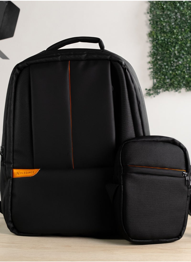 Generic - N Elegance 17 inch Laptop Backpack Large Capacity School Bag with Crossbody gift Water Resistant – Black New Shape - Image 1