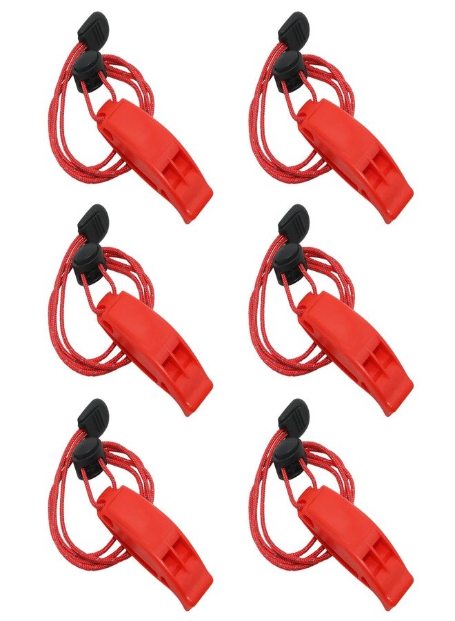 Yucenora 6 PCS Super Loud Safety Whistle, Emergency Marine Whistles, Survival Kayak Whistles with Adjustable Lanyard for Boating, Fishing, Hiking, Camping(Red) - Image 1