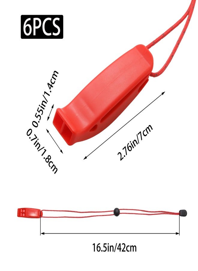 Yucenora 6 PCS Super Loud Safety Whistle, Emergency Marine Whistles, Survival Kayak Whistles with Adjustable Lanyard for Boating, Fishing, Hiking, Camping(Red) - Image 2