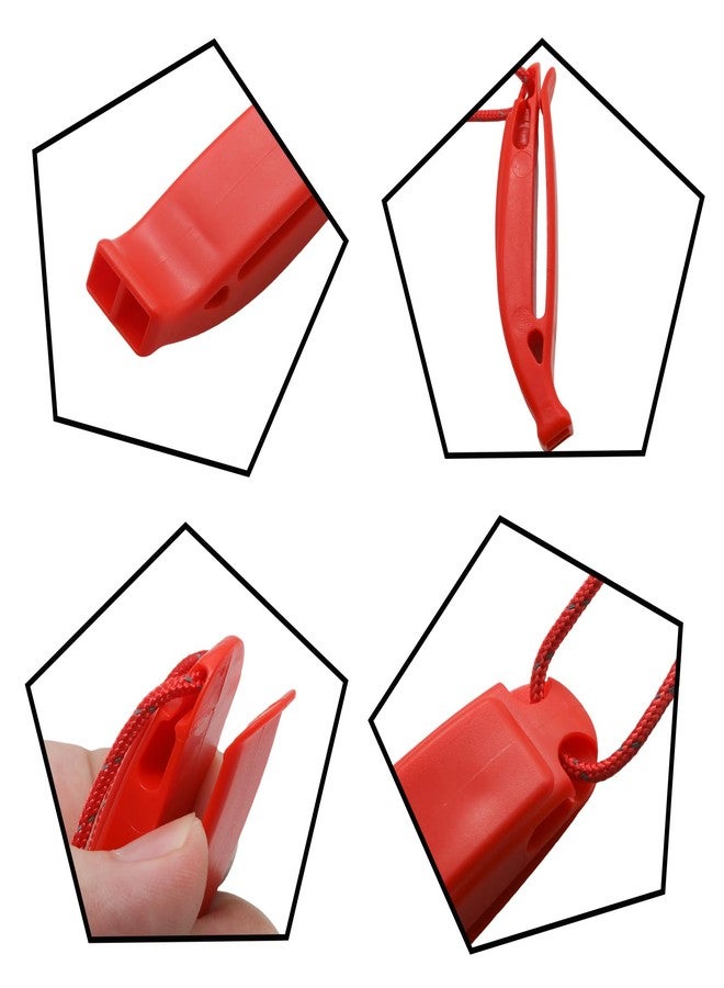 Yucenora 6 PCS Super Loud Safety Whistle, Emergency Marine Whistles, Survival Kayak Whistles with Adjustable Lanyard for Boating, Fishing, Hiking, Camping(Red) - Image 3
