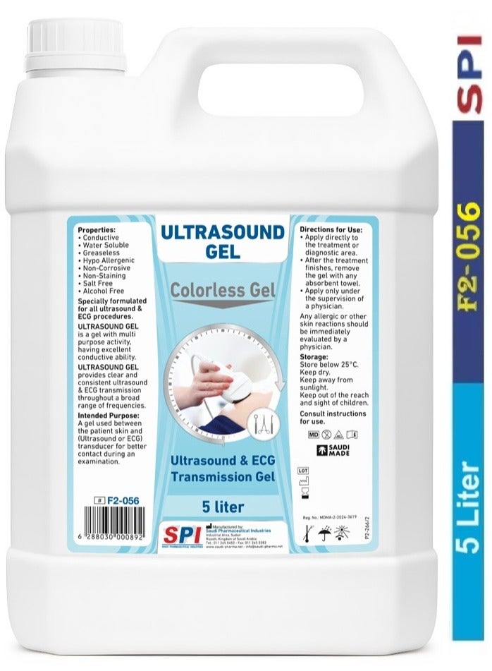SPI Acoustic Wave Gel Bacteriostatic for Ultrasound and Doppler Machines and Monitors Gallon 5L (Colorless) - Image 1