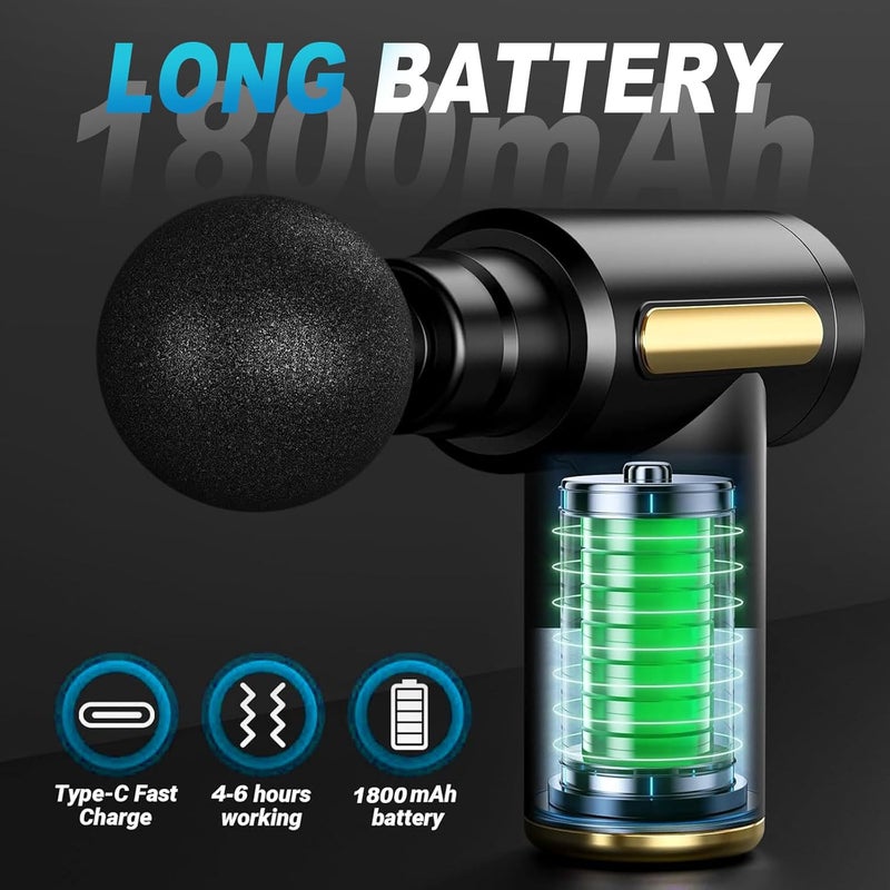 Mini Massage Gun, Electric Handheld Massage Gun Deep Tissue, 6 Speeds, USB-C Fast Charge, Button adjustment For Home Office Workout Muscle Massage Relax, The best gift for your family-Black - Image 4