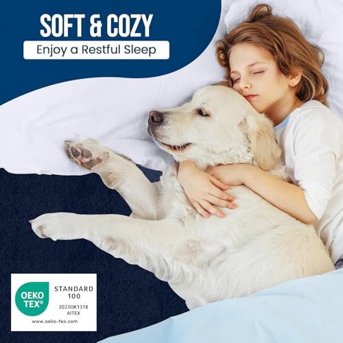 9villa 100% Waterproof Premium Cotton Feel Mattress Protector King Size | Ultra Soft Breathable & Hypoallergenic Fitted Bed Protector Terry Cover | Fits Upto 10 Inches (Navy Blue, 72 x 78 (6x6.5 Feet) - Image 4
