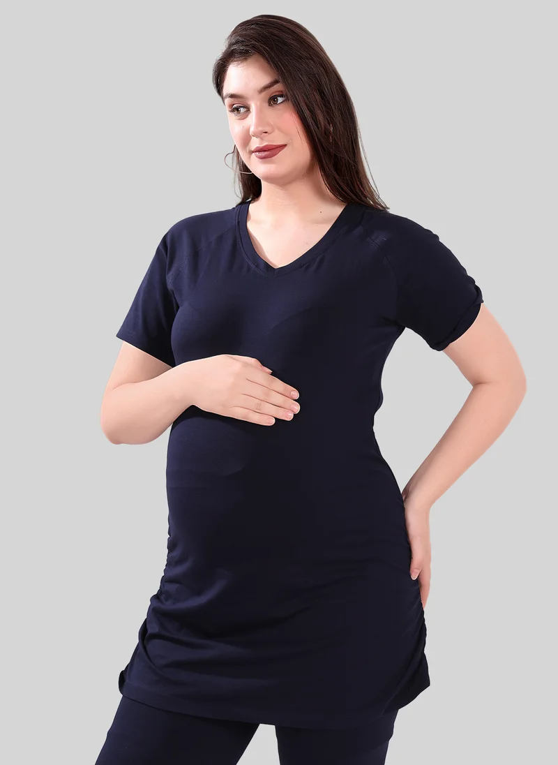 تامي م م ح طقم TUMMY مكون من قطعتين من تي شيرت للحمل وبنطلون ضيق عالي الخصر برباط