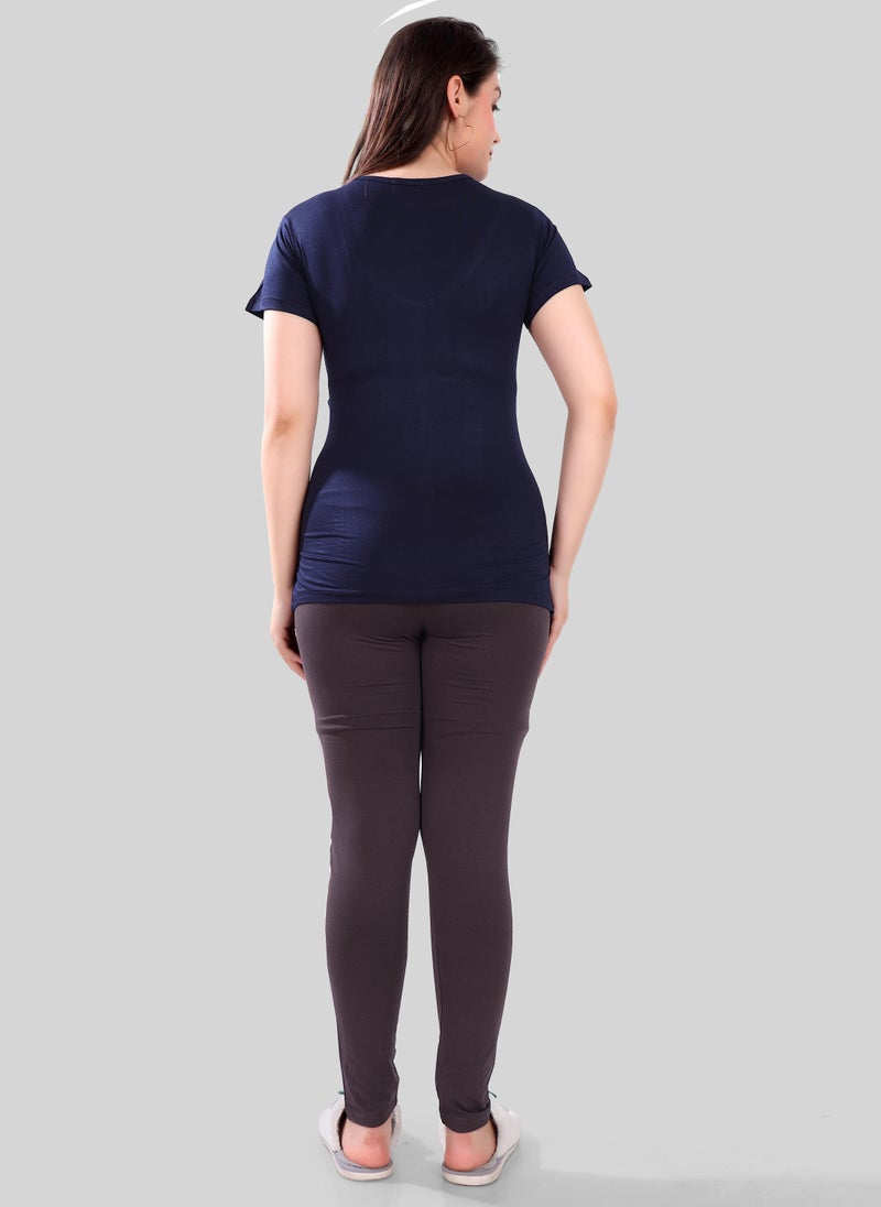 TUMMY TUMMY 2PC Set of Maternity T-shirt & High Waist Legging with Drawstring - Image 2