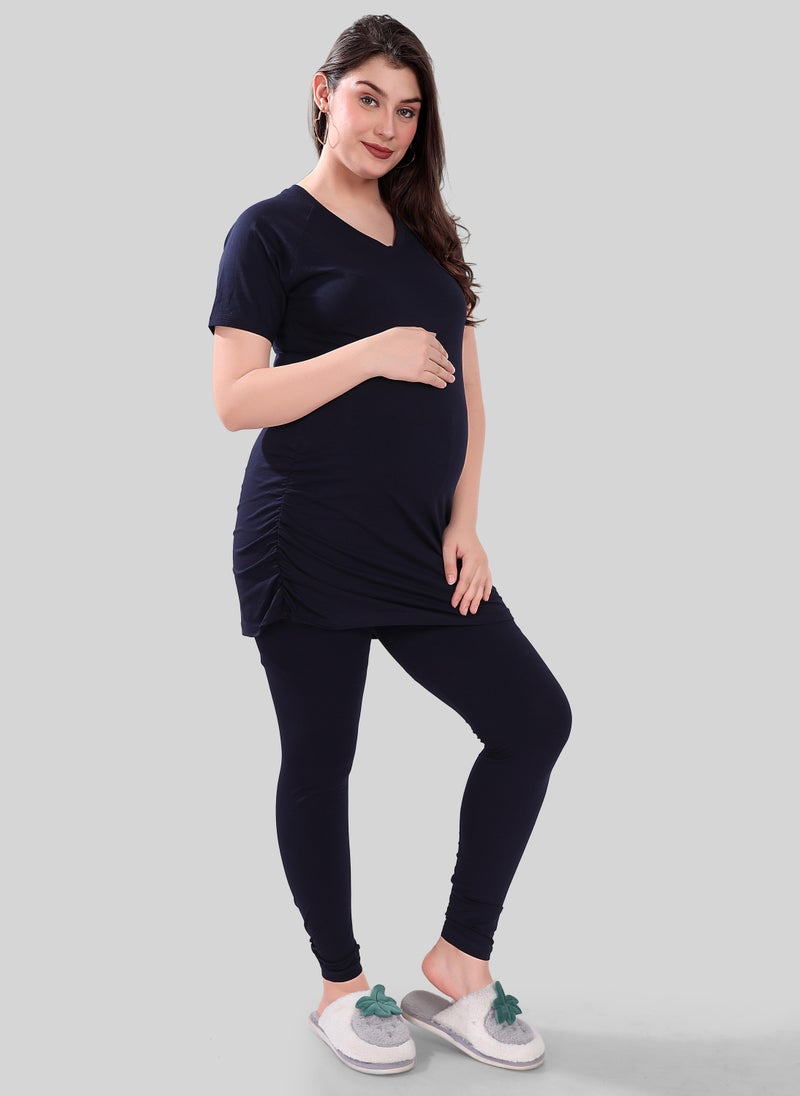 TUMMY TUMMY 2PC Set of Maternity T-shirt & High Waist Legging with Drawstring - Image 5