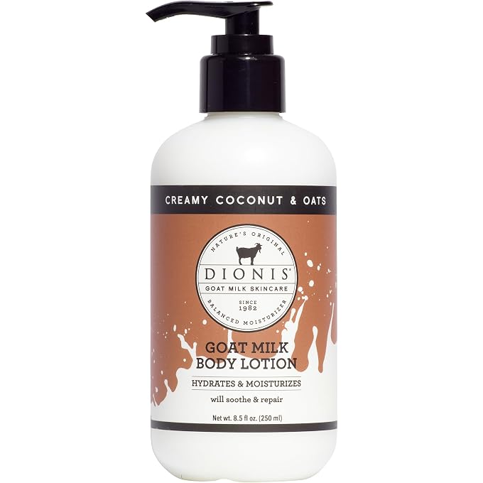 Dionis Goat Milk Lotion for Dry Skin, Creamy Coconut & Oats, 8.5 oz Pump - Image 1