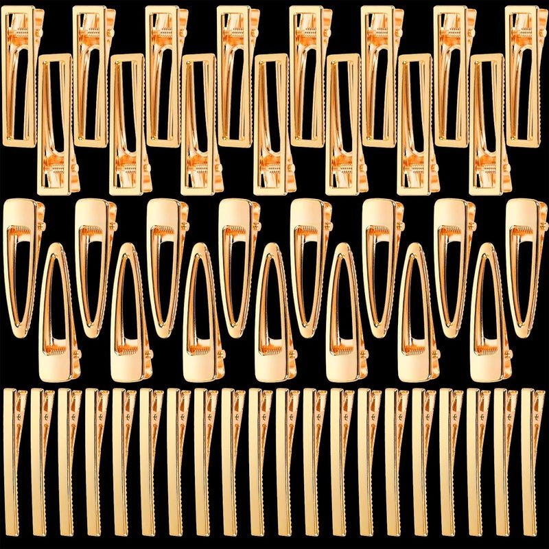 LEOBRO Gold Hair Clips 50PCS Alligator Barrettes for Women Girls Crafts DIY Hair Bows