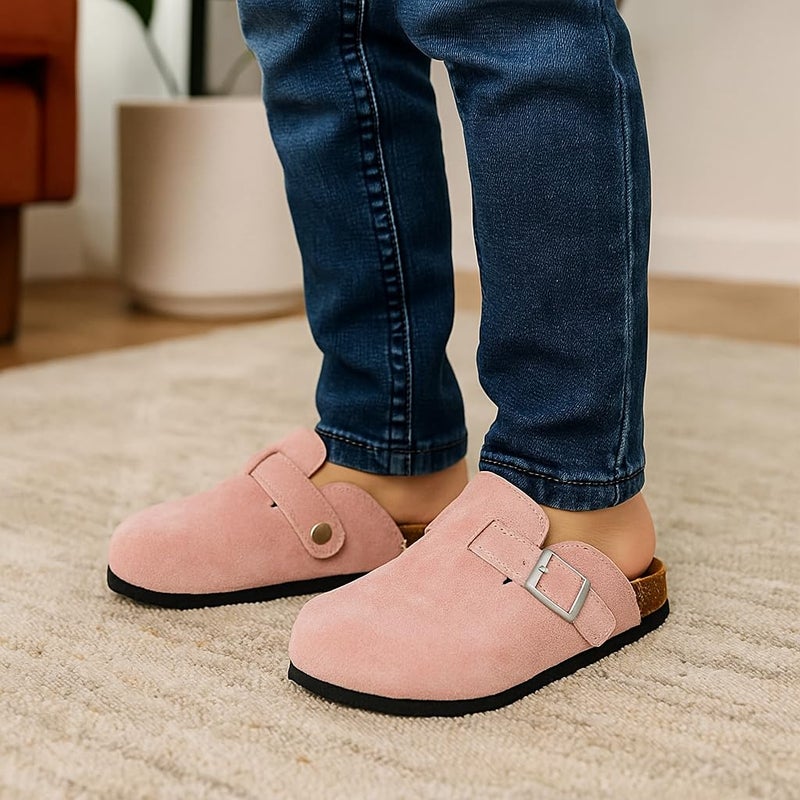 Project Cloud 100% Genuine Leather Kids Clogs with Natural Cork Footbed & Memory Foam Insole Arch Support Non-Slip Clogs for Kids Slippers Sandals for Boys & Girls Footwear(LittleBenton,LILASUEDE,12) - Image 2
