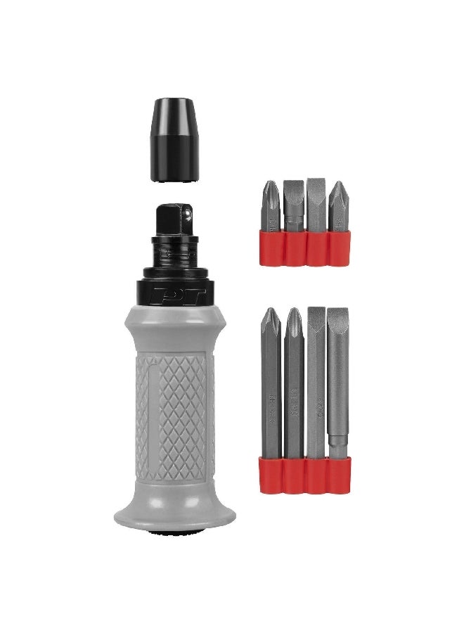 ACE Manual Reversible Impact Driver with Bits Grey and Black 1/2 Inch W2504