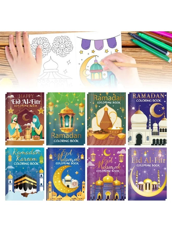 16-Piece Ramadan Eid Mubarak Mini Coloring Books Set for Muslim Party Supplies - Image 1