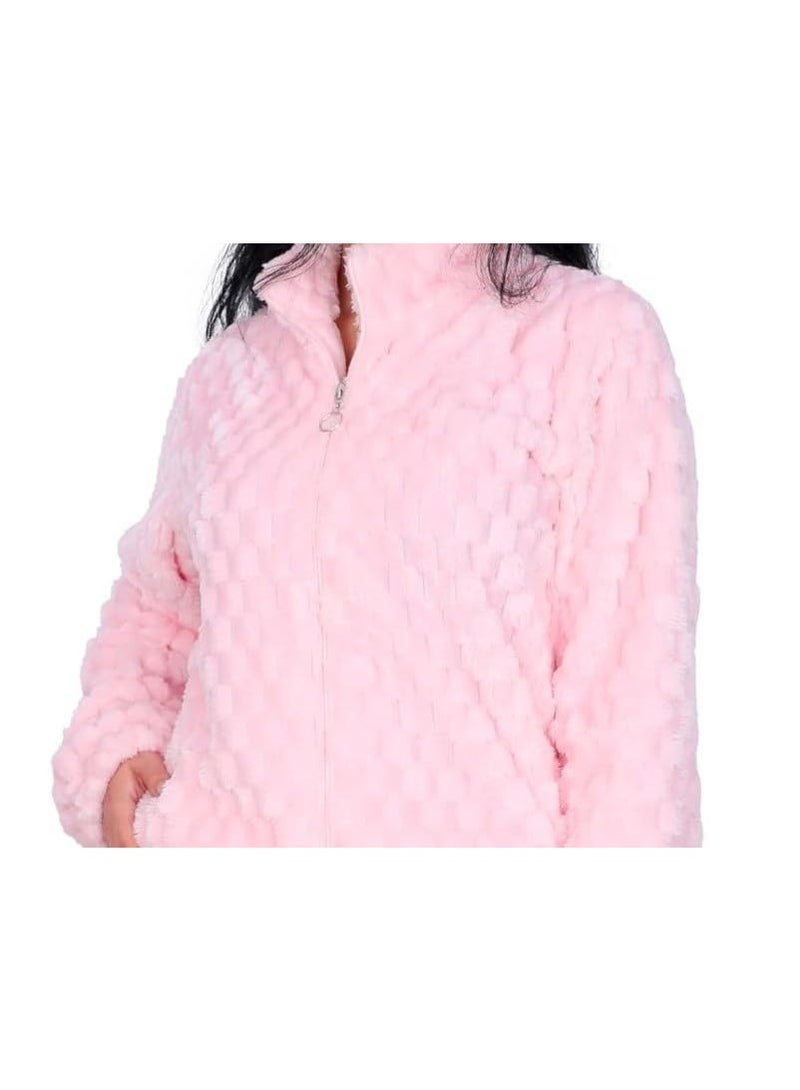 دعدوش  بيجامة نسائية شتوية من الفرو الناعم، طقم بيجامة حريمي من قطعتين للمنزل، مريحة ودافئة,بيجامه شتوية للنساء توفر تغطية كاملة للنساء من دعدوش , - Image 4