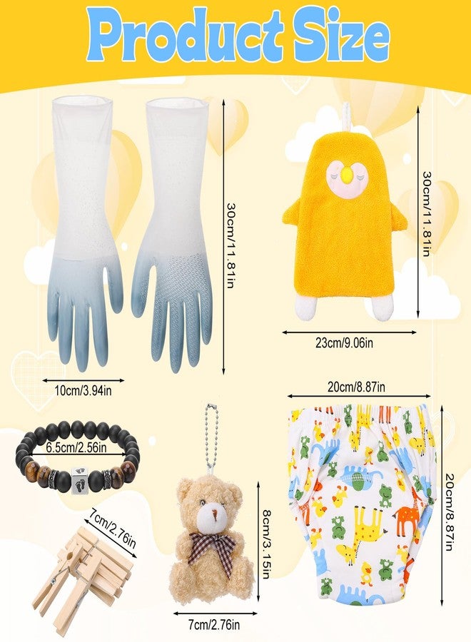 XLSXEXCL New Daddy Apron with Pockets, Dad to be Gag Gift, Baby Shower Gifts for Men, DADDY DUTY APRON, Bracelet, Hand Towels, Plush Toy Keychain, Diaper, Waterproof Gloves, 6pcs Wooden Clothespin - Image 2
