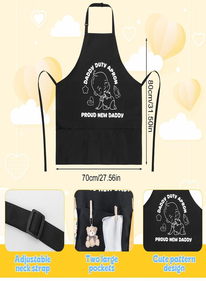 XLSXEXCL New Daddy Apron with Pockets, Dad to be Gag Gift, Baby Shower Gifts for Men, DADDY DUTY APRON, Bracelet, Hand Towels, Plush Toy Keychain, Diaper, Waterproof Gloves, 6pcs Wooden Clothespin - Image 3