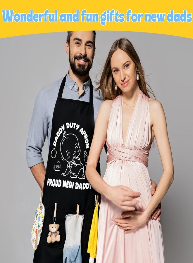 XLSXEXCL New Daddy Apron with Pockets, Dad to be Gag Gift, Baby Shower Gifts for Men, DADDY DUTY APRON, Bracelet, Hand Towels, Plush Toy Keychain, Diaper, Waterproof Gloves, 6pcs Wooden Clothespin - Image 5