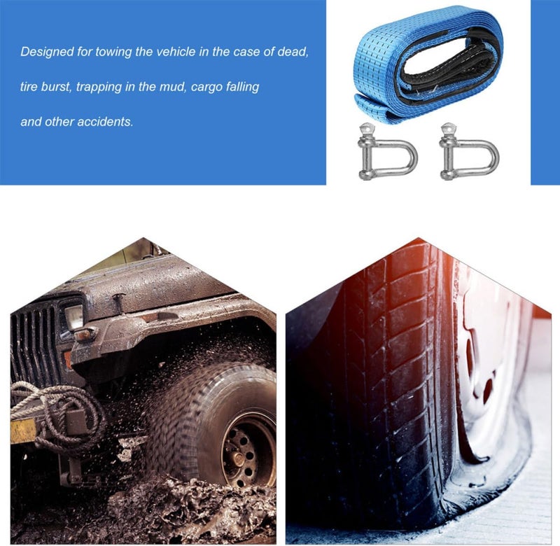 Nylon Heavy Duty Tow Rope 3pcs 2.85m 3 Ton Single Layer Thick Vehicle Emergency Towing Straps with Reflective Bands for Car and Escape Random Color - Image 3