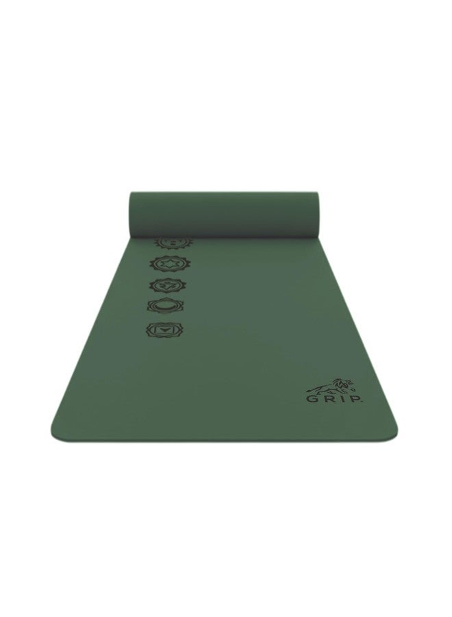 جريب بساط يوغا GRIP® | بساط تمارين | 24 × 72 بوصة | سمك 6 مم | تصميم الشاكرات السبع | مانع للانزلاق | للمنزل والنادي الرياضي | للرجال والنساء | اللون الأخضر - Image 1
