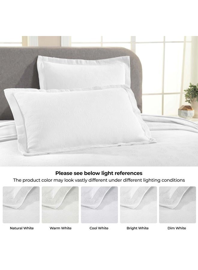 Superior Paisley Jacquard Matelassé Cotton Bedspread with Matching Shams, Twin, White - Image 5
