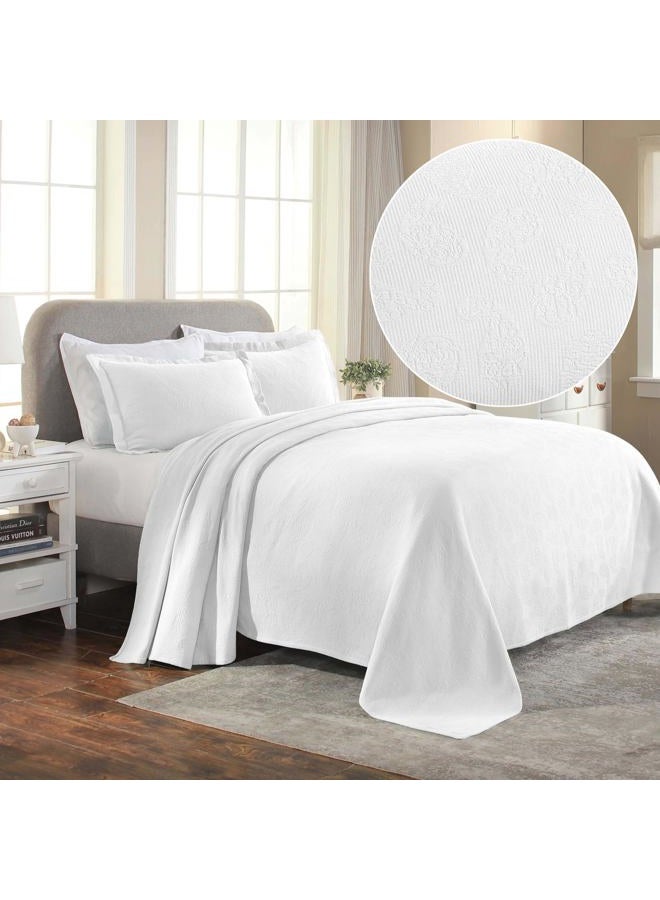 Superior Paisley Jacquard Matelassé Cotton Bedspread with Matching Shams, Twin, White - Image 2