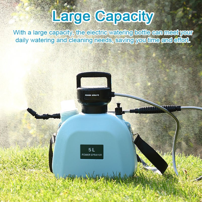 Electric Sprayer 5L Green: USB Rechargeable With Multiple Watering Modes - Easy to Use Shouldered Sprinkler for Home Gardening, Car Washing and Window Cleaning - Image 5