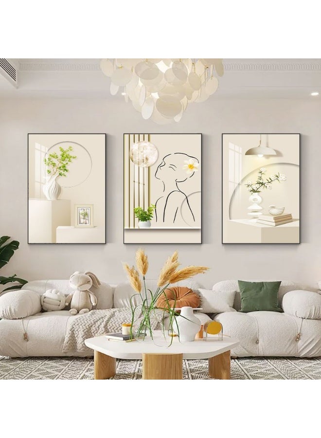KBKBART مجموعة من 3 لوحات فنية مؤطرة على قماش موضوعة على إطار PS للرسومات لغرفة المعيشة، غرفة الطعام، غرفة النوم، المكتب، ديكور المنزل - Image 1