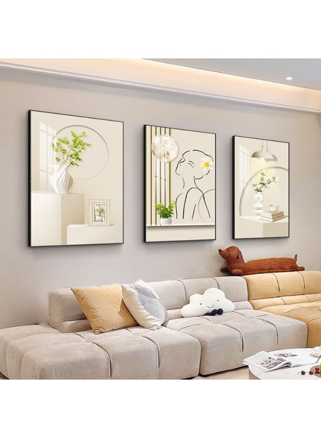 KBKBART مجموعة من 3 لوحات فنية مؤطرة على قماش موضوعة على إطار PS للرسومات لغرفة المعيشة، غرفة الطعام، غرفة النوم، المكتب، ديكور المنزل - Image 4