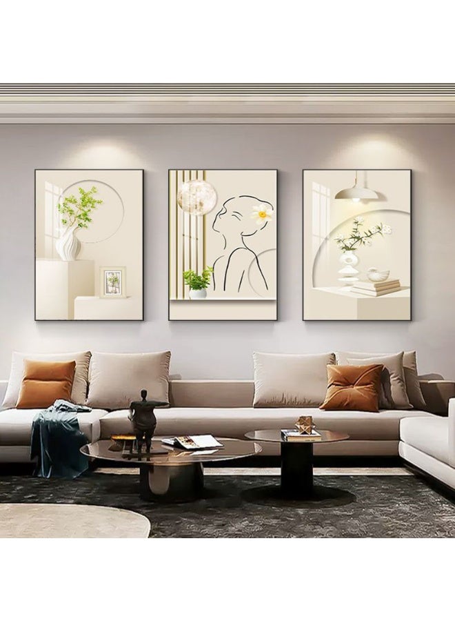 KBKBART مجموعة من 3 لوحات فنية مؤطرة على قماش موضوعة على إطار PS للرسومات لغرفة المعيشة، غرفة الطعام، غرفة النوم، المكتب، ديكور المنزل - Image 3