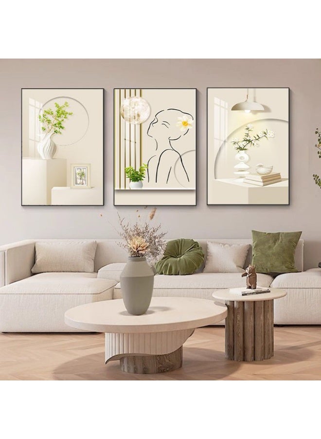 KBKBART مجموعة من 3 لوحات فنية مؤطرة على قماش موضوعة على إطار PS للرسومات لغرفة المعيشة، غرفة الطعام، غرفة النوم، المكتب، ديكور المنزل - Image 2