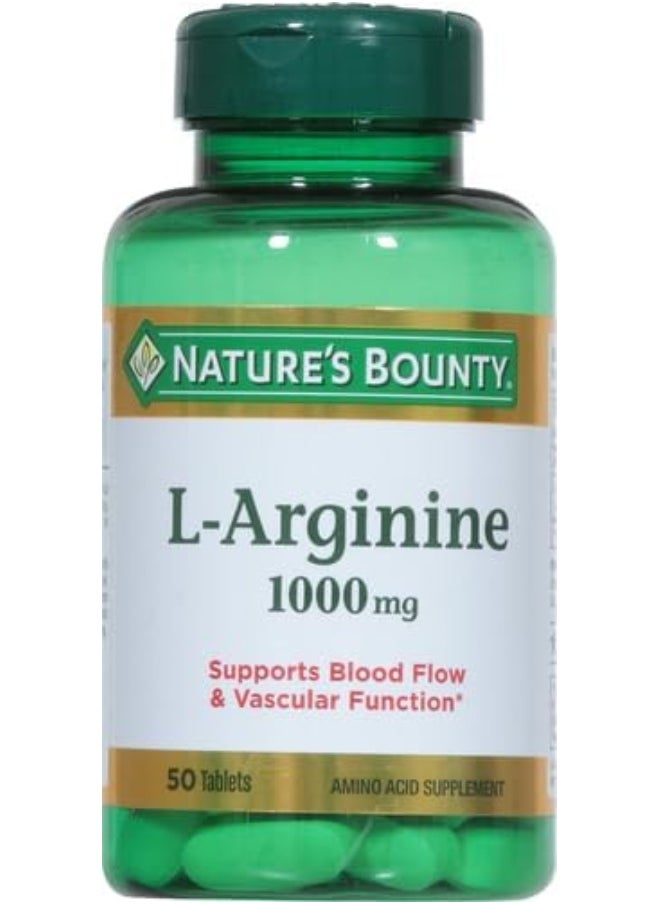 Nature's Bounty L-Arginine, Supports Blood Flow and Vascular Function, 1000 mg, Tablets, 50 Ct - pzsku/ZC72FAF252E06433D1FC4Z/45/_/1725281863/39dab227-e0a0-4c38-954c-1ea53a1ea6d6