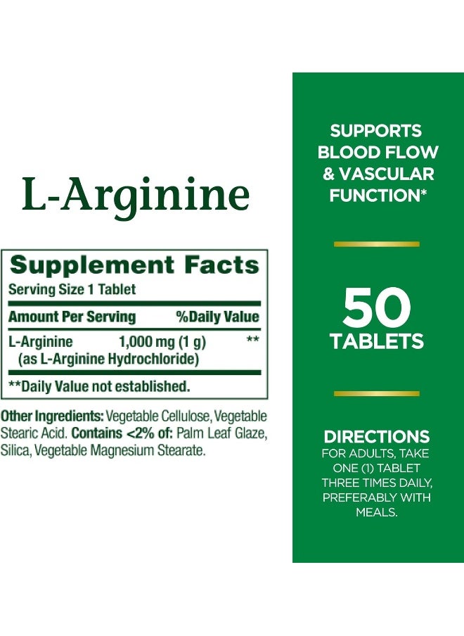 Nature's Bounty L-Arginine, Supports Blood Flow and Vascular Function, 1000 mg, Tablets, 50 Ct - pzsku/ZC72FAF252E06433D1FC4Z/45/_/1725281867/24baa4c9-3797-40b0-9cc7-d8ee3f13a782