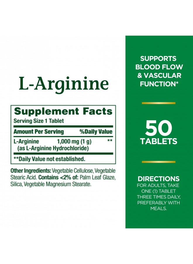 Nature's Bounty L-Arginine, Supports Blood Flow and Vascular Function, 1000 mg, Tablets, 50 Ct - pzsku/ZC72FAF252E06433D1FC4Z/45/_/1727378191/9c1421d0-15a8-4f70-8922-d016d5910991