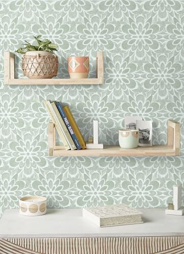 EeeComing Green Peel and Stick Wallpaper Modern Contact Paper Boho Wall Paper Floral Removable Wallpaper for Bedroom Self Adhesive Roll for Countertop Cabinet Drawer Vinyl 118.1” x17.3” - Image 2