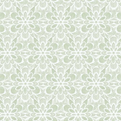 EeeComing Green Peel and Stick Wallpaper Modern Contact Paper Boho Wall Paper Floral Removable Wallpaper for Bedroom Self Adhesive Roll for Countertop Cabinet Drawer Vinyl 118.1” x17.3” - Image 1
