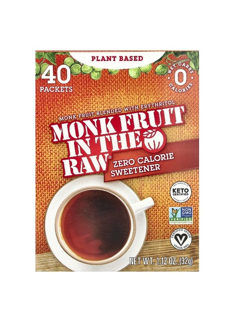 In the Raw, Monk Fruit In The Raw®, Zero Calorie Sweetener, 40 Packets, 1.12 oz (32 g)