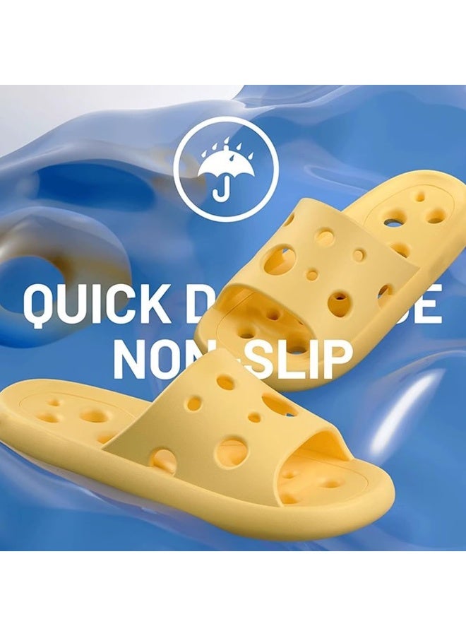 فلاي رود نعال تشيز للجنسين، نعال حمام مضادة للانزلاق، نعال صيفية سريعة الجفاف بفتحة تصريف، نعال منزلية لطيفة (وردي، مقاس 38-39) - Image 5