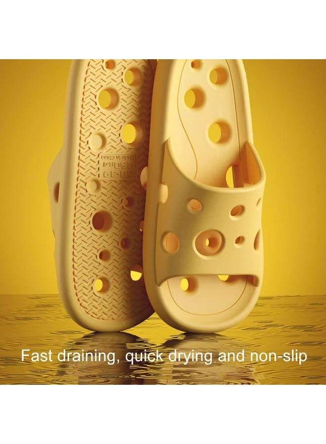 فلاي رود نعال تشيز للجنسين، نعال حمام مضادة للانزلاق، نعال صيفية سريعة الجفاف بفتحة تصريف، نعال منزلية لطيفة (وردي، مقاس 38-39) - Image 3