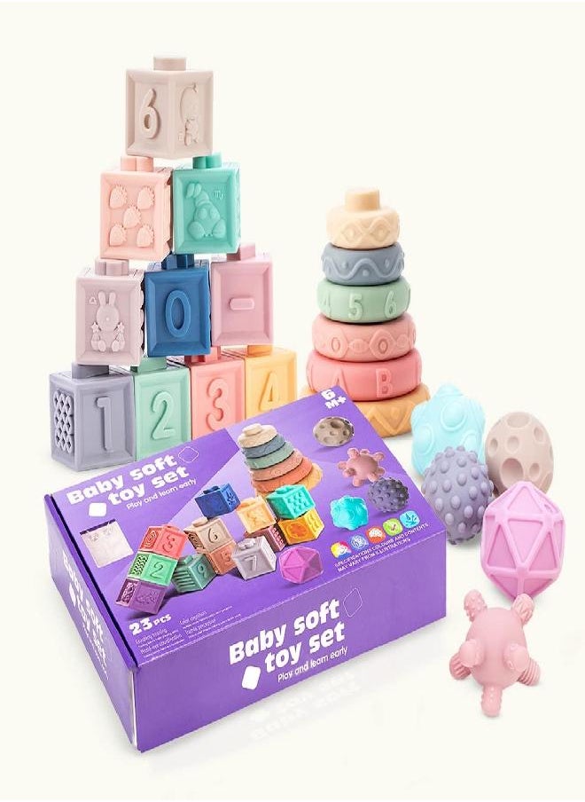 Generic - 24 Pack Montessori Toys for Babies | 3 in 1 Baby Toys Bundle | Stacking & Nesting Toys | Baby Toys 6 to 12 Months |Teething Toys for Babies Upto-6 Months | Educational Toys - Image 1