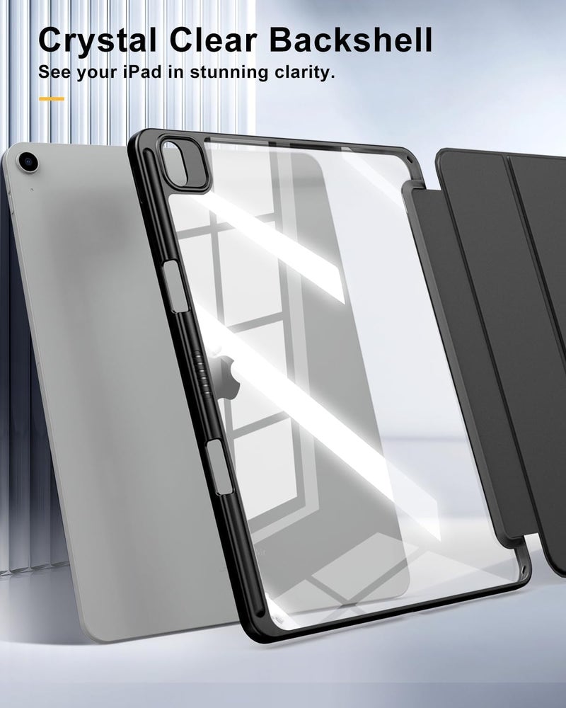 ProElite Case Cover for Apple iPad Air 13 inch M4/M3/M2 2026/2025/2024 Cover, Transparent Smart Flip Cover for iPad Air 13 inch M4/M3/M2 2026/2025/2024 with Pencil Holder, Black - Image 2