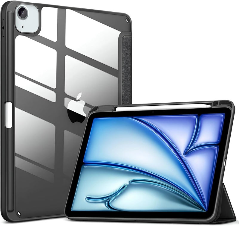 ProElite Case Cover for Apple iPad Air 13 inch M4/M3/M2 2026/2025/2024 Cover, Transparent Smart Flip Cover for iPad Air 13 inch M4/M3/M2 2026/2025/2024 with Pencil Holder, Black - Image 1
