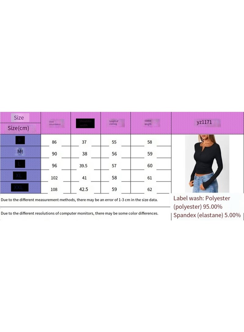 general Trendy Queen Long Sleeve Shirts for Women Henley Ribbed Fall Tops Dressy Business Casual Teen Girl Winter Cute Basic Tees - Image 2