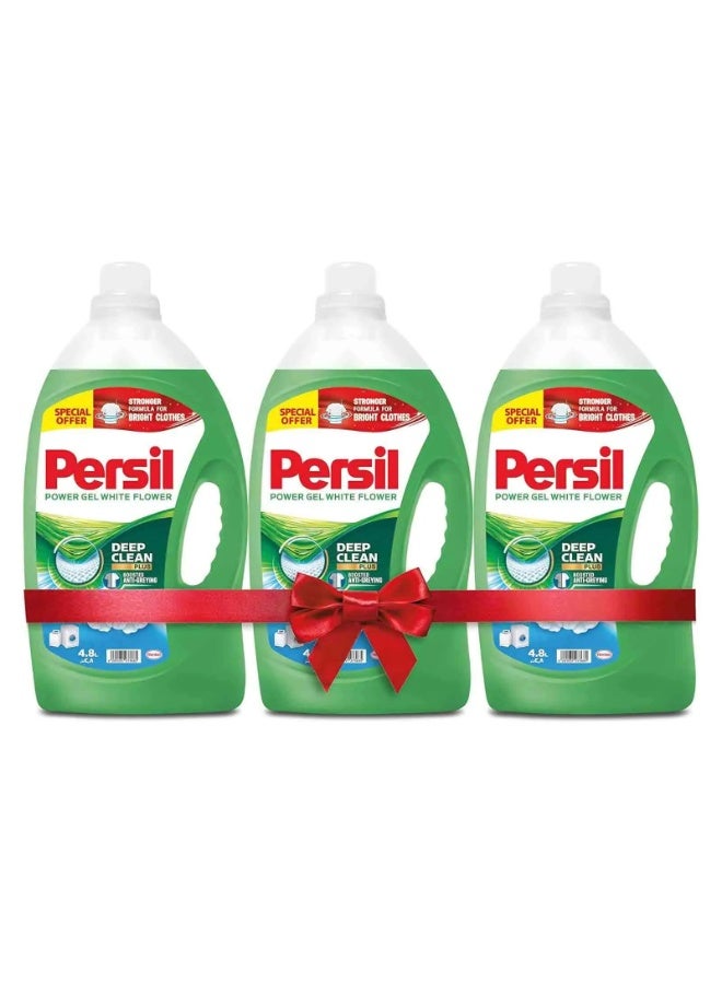 Persil White Flower Laundry Liquid Power Gel Detergent, 4.8 L × 3