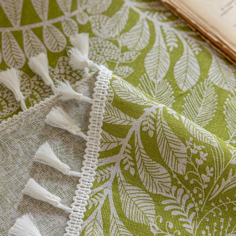 AIRCOWRIE Cotton Linen Tablecloth for Rectangle Tables, Heavy Duty Wrinkle Free Water Resistant Washable Cloth Dining Table Cover for Kitchen and Outdoor Use(Green Plant, 54â€Ã—78â€, Rectangle) - Image 3