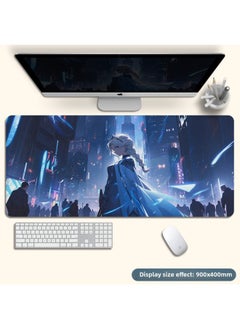 Mouse Pad Stain-resistant A Generation Of Oversized Rubber Table Pad Animation Game Precision Lock Edge Mouse Pad Electric Race Span-Color:800*400*2mm-Pattern:K35-Blue Robe Girl